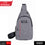 0323 Grey Waterproof Anti Theft Crossbody Fanny Pack Waist Bag Pu Leather Shoulder Bags Chest Men Casual Fashion Usb Charging Earphone Hook Sling Travel Messengers Bag