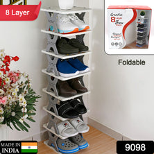 9098  Smart Shoe Rack With 8 Layer Shoes Stand Multifunctional Entryway Foldable  Collapsible Door Shoe Rack Free Standing Heavy Duty Plastic Shoe Shelf Storage Organizer Narrow Footwear Home