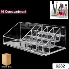 6282 16 Compartment Cosmetic Makeup Jewellery Lipstick Storage Organiser Box Cosmetic Storage Box Make-up Lipstick Organizer  Lipstick Holder Case  Transparent