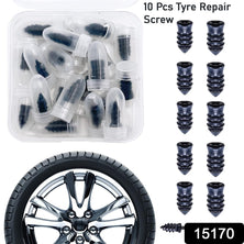 Tire Repair Rubber Nail Car Tire Repair Nails Tire Repair Rubber Screws Black (10 Pcs Set)