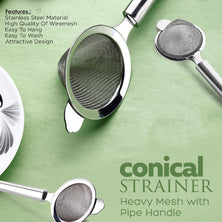 Apex Premium Conical Tea Strainer With Pipe Handle