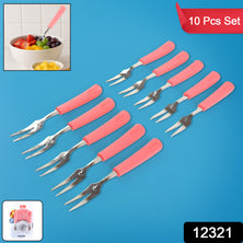 Premium Stainless Steel Fruit Fork Set  10 Pieces With Soft Non-slip Handle