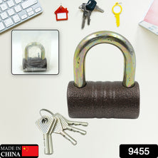 9455 Iron Pad Lock Brass Core And Thickened Spray Black Iron Door Lock With 5 Pc Keys For Home Dormitory Waterproof Antirust Anti-theft Padlocks Outdoor Gate Shed Locks Warehouse Big Iron Door Drawer Lock (82 Mm )